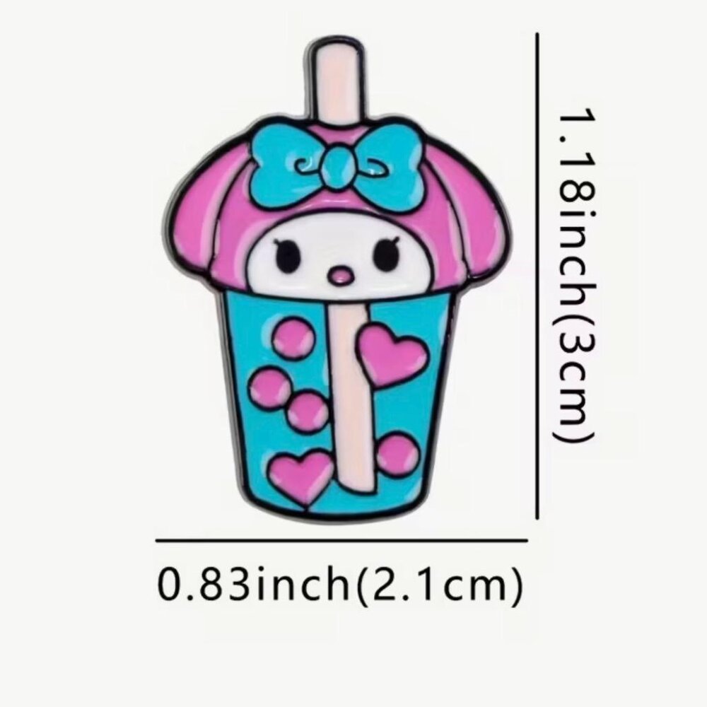 NEW - Pin SET, Boba, Hello Kitty Kuromi Cinnamoroll Pompompurin Melody 6PCS - Picture 8 of 9